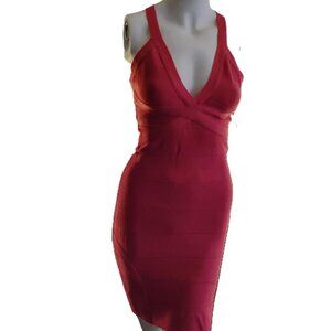 BEBE -S- BODYCON BANDAGE-SEAMLESS - CORAL PEACH